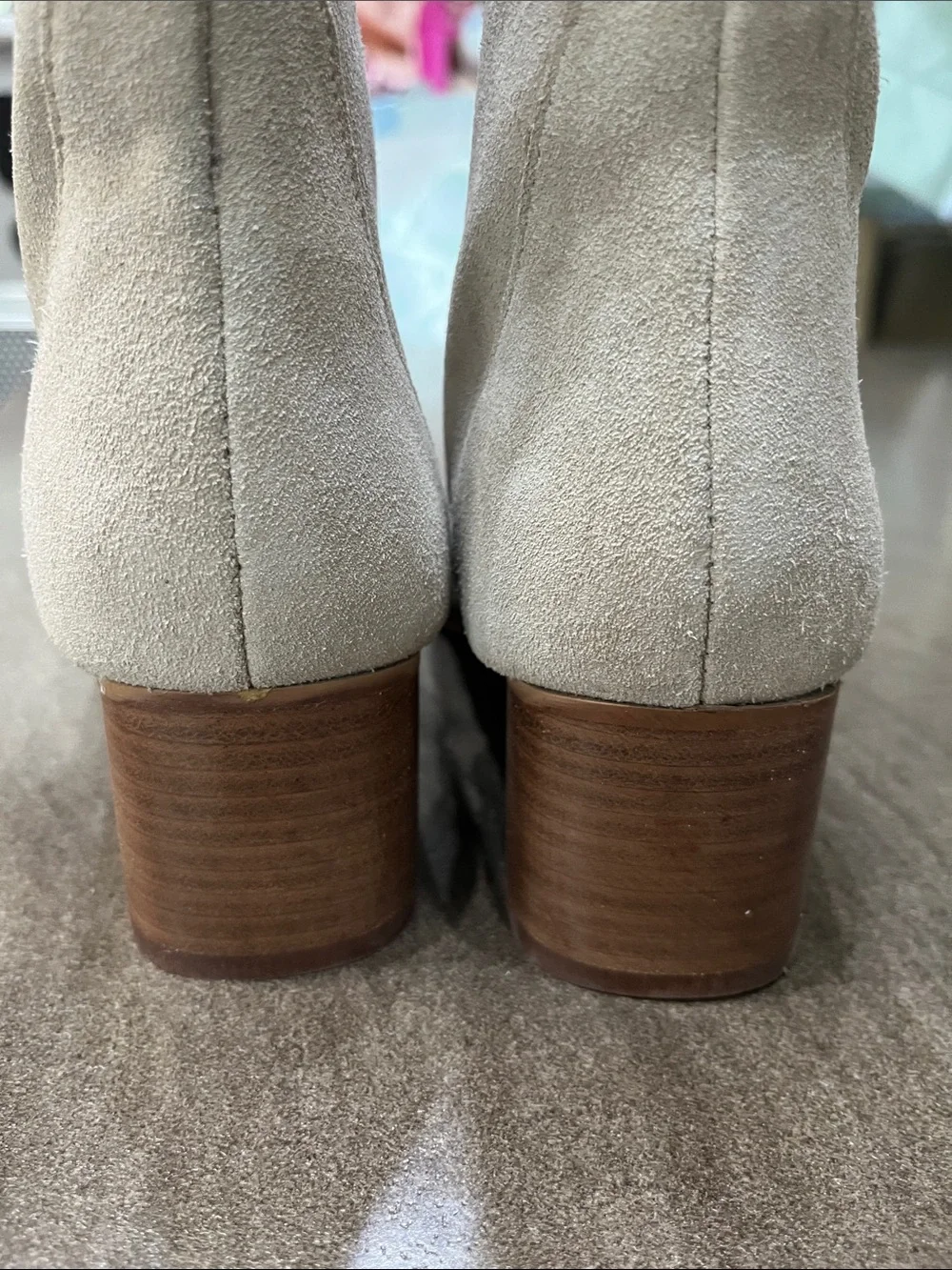 Suede Ankle Boots in Light Beige - Women's Fashion Boot